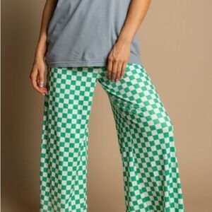 Green and White Checkered Pants